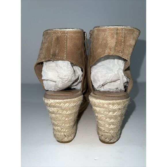 Kanna Leather Espadrilles Open Toe Wedges Women’s 37 6 1/2 Tan Bohemian Classic - Picture 6 of 12